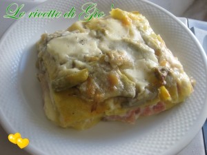 Lasagna carciofi e prosciutto